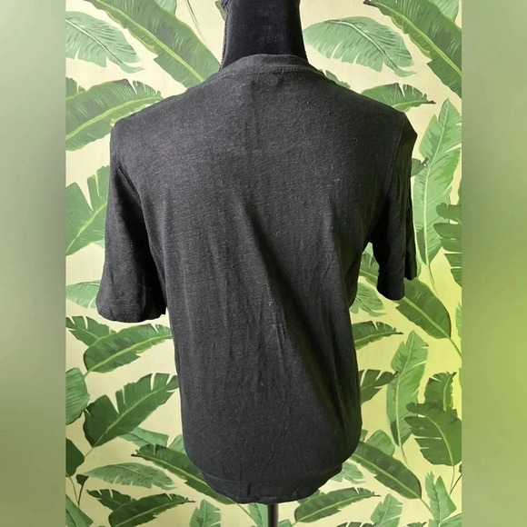 Maje Womens Black Linen Trinite Floral Embroidered Short Sleeve Top 2 - Picture 7 of 9